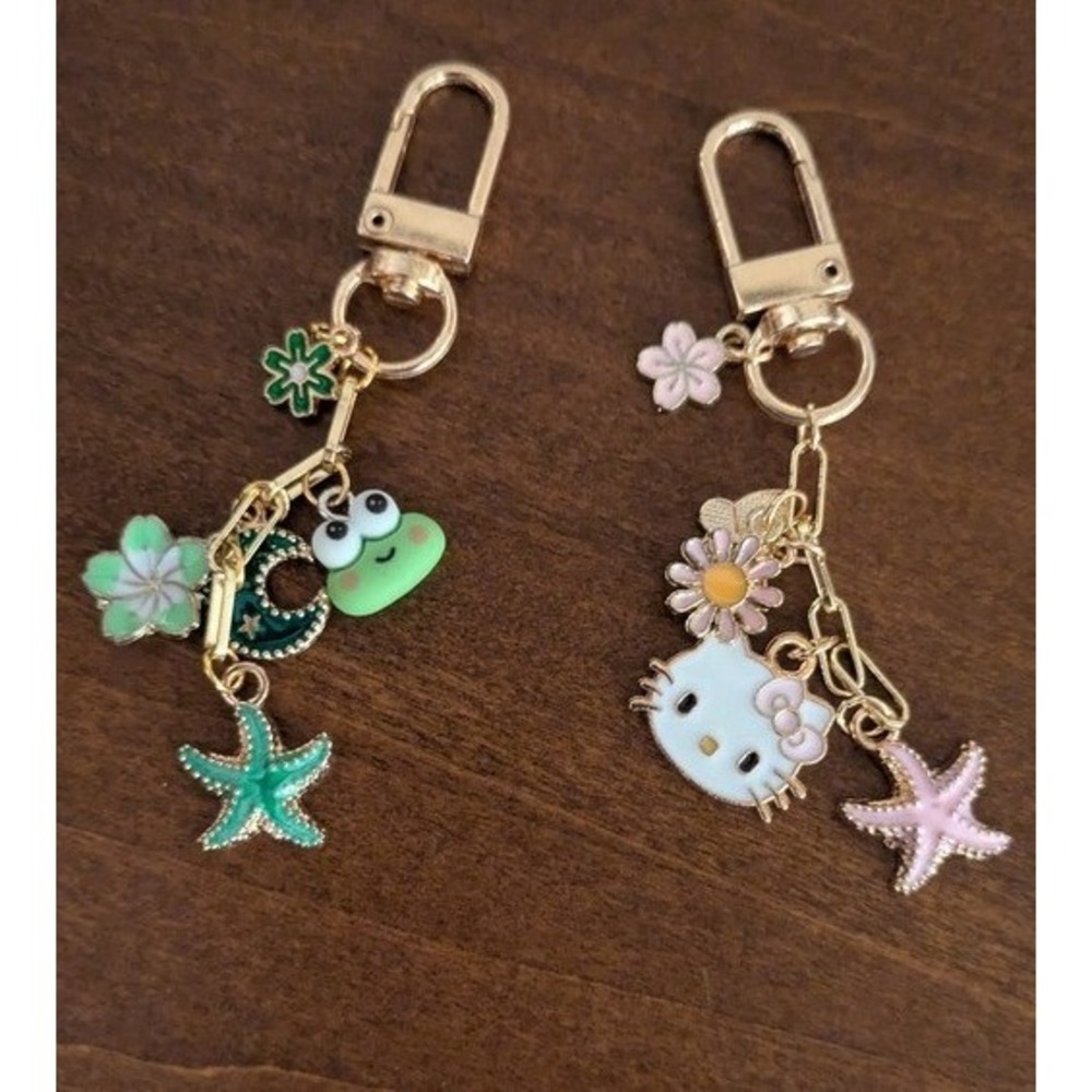 Sanrio Hello Kitty Keroppi Micro Bag Charms Set of 2 Mini Enamel Keychains
